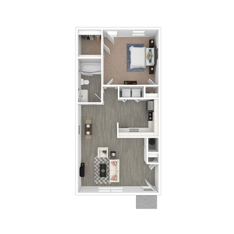 1 Bed 1 Bath Floor Plan at Bennett, Greenville, NC, 27858